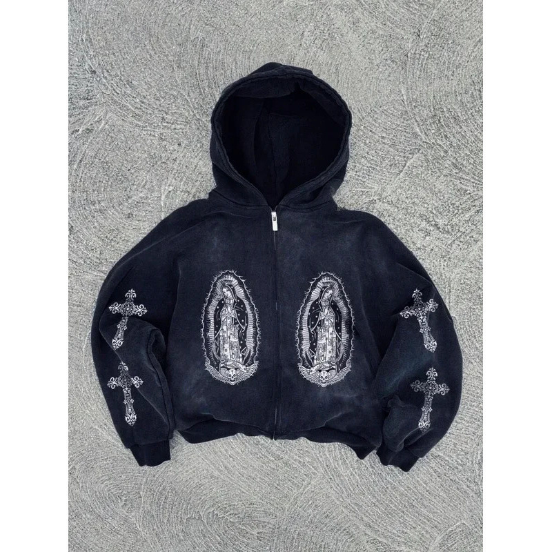 American Style Trendy Y2K Personalized Printed Sweatshirt Harajuku Jacket Gothic Style Unisex Printed Sweatshirt