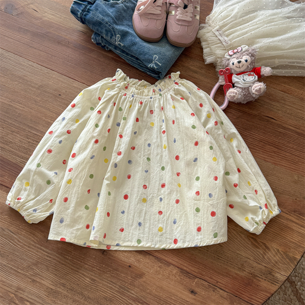 Estrella infantil redonda camisa de niña camiseta de otoño primavera y otoño nuevo estilo de otoño para niños estilo occidental chica de moda chaqueta de bebé t