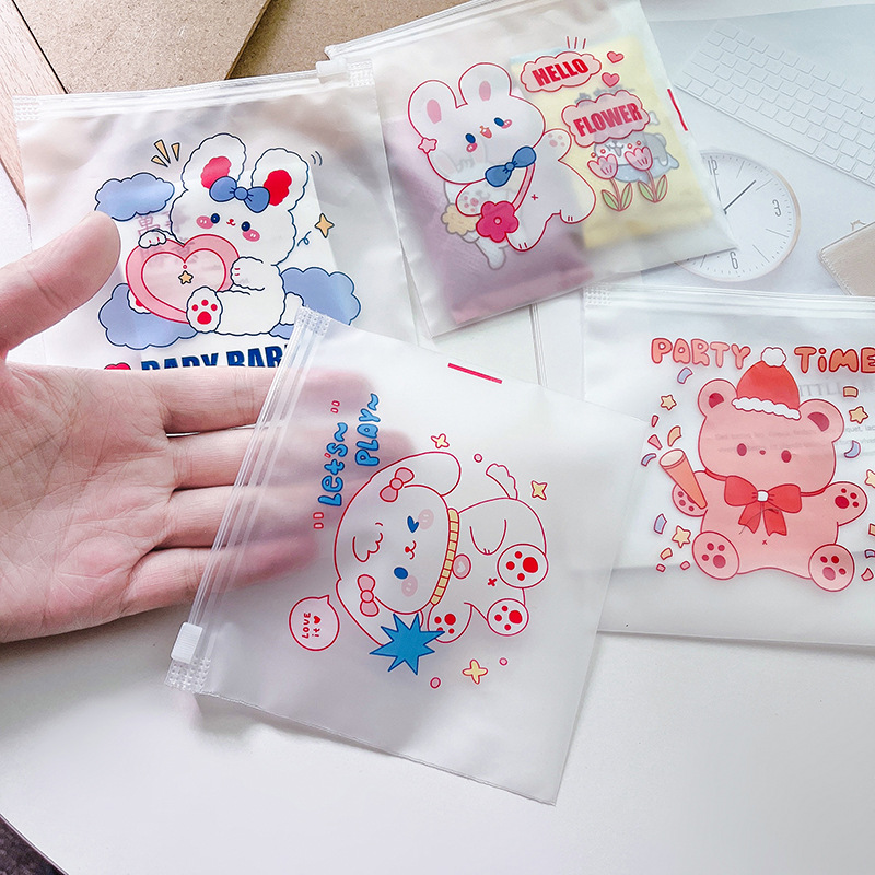 Cartoon candy bag cute snack zipper bag sealed jewelry small underwear candy biscuit packaging bag bag