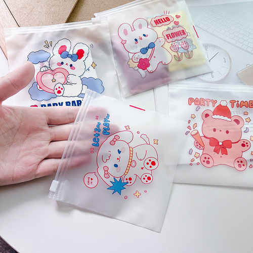 Cartoon candy bag cute snack zipper bag sealed jewelry small underwear candy biscuit packaging bag bag