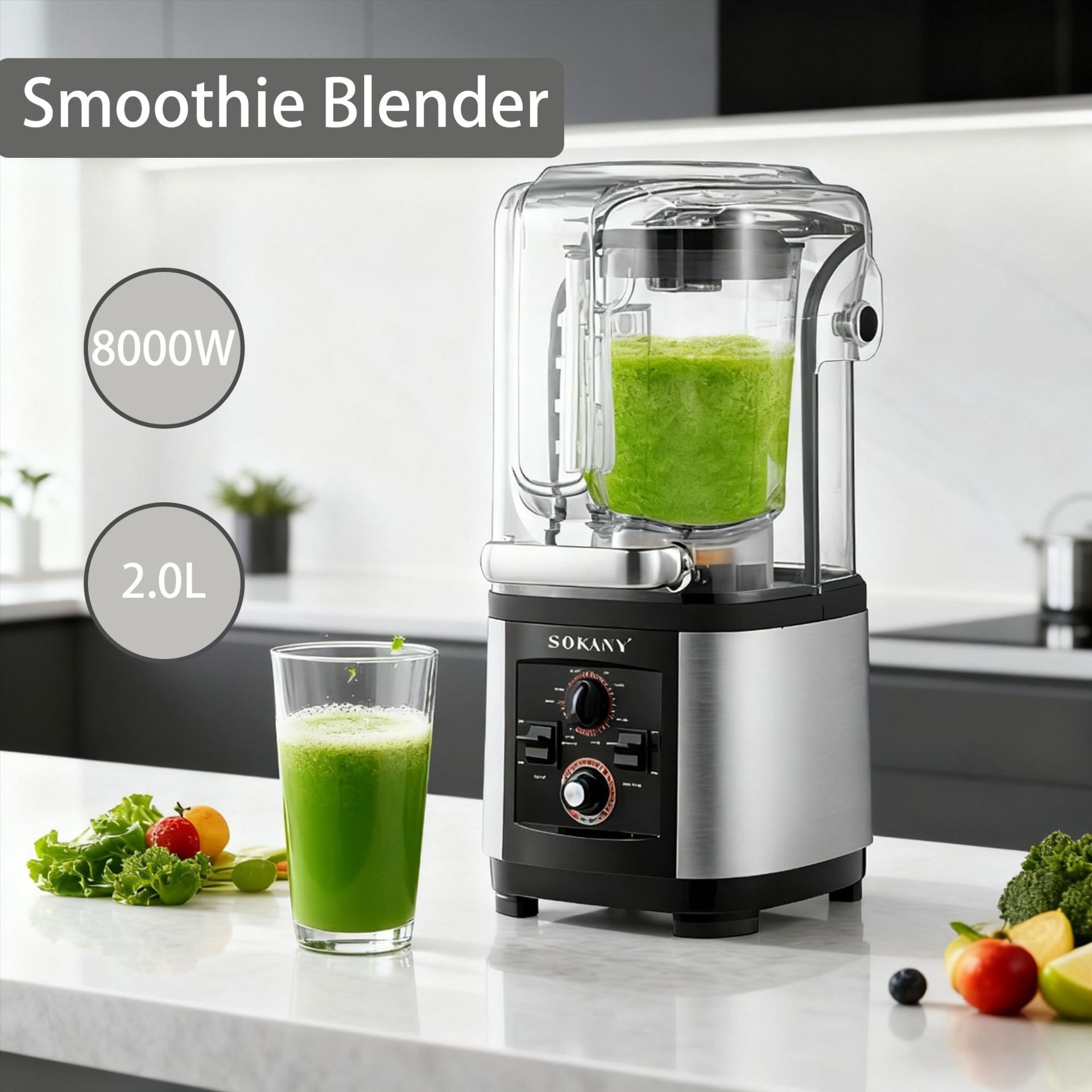 Cross-Border European Standard Smoothie Machine with Cover, Soundproof Juicer, Silent Multi-Function Cooking Machine, Wall-Breaking Machine, Juice Blender