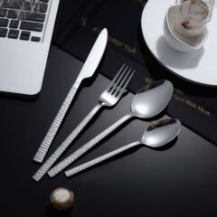 ストライプステンレス鋼ナイフ、フォーク、スプーンホテルカフェ洋食ナイフ AliExpress Amazon クロスボーダーサプライナイフインスタイル