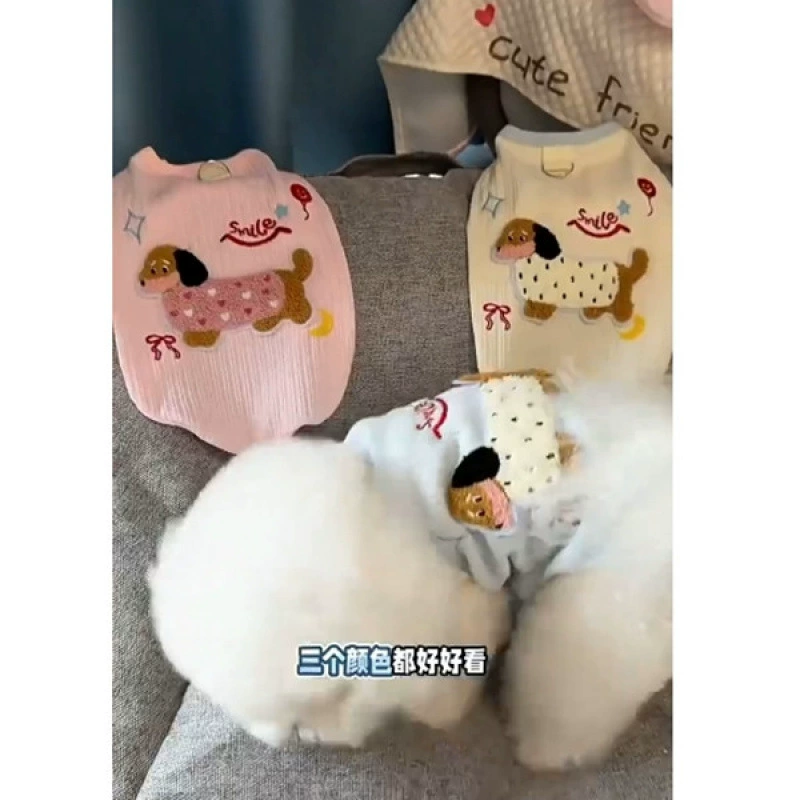 Собачья одежда для собак весной и летом с буксировкой пряжки милая такса вышитая жилет маленький щенок Тедби Bear