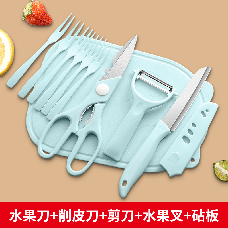 蓝色小墩熊四件套+6叉