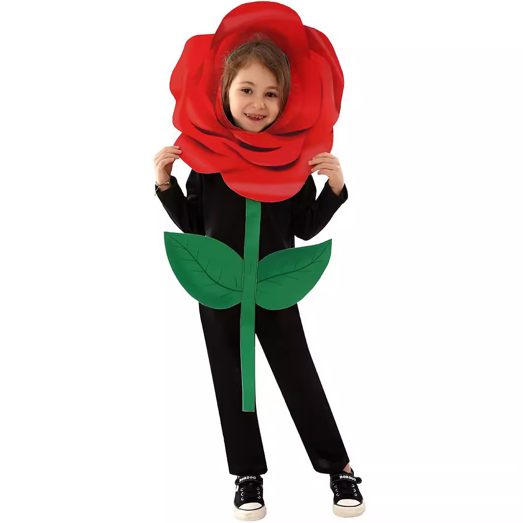 Children's Children's Coat Performance Coat All Saints Carnival Plant Party Dress Up Rose Valentine's Day Cos Cos