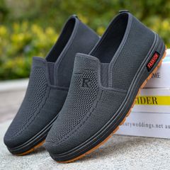 牛筋底春秋新款老北京布鞋男鞋新款飛織休閒牛筋底爸爸鞋中老年鞋