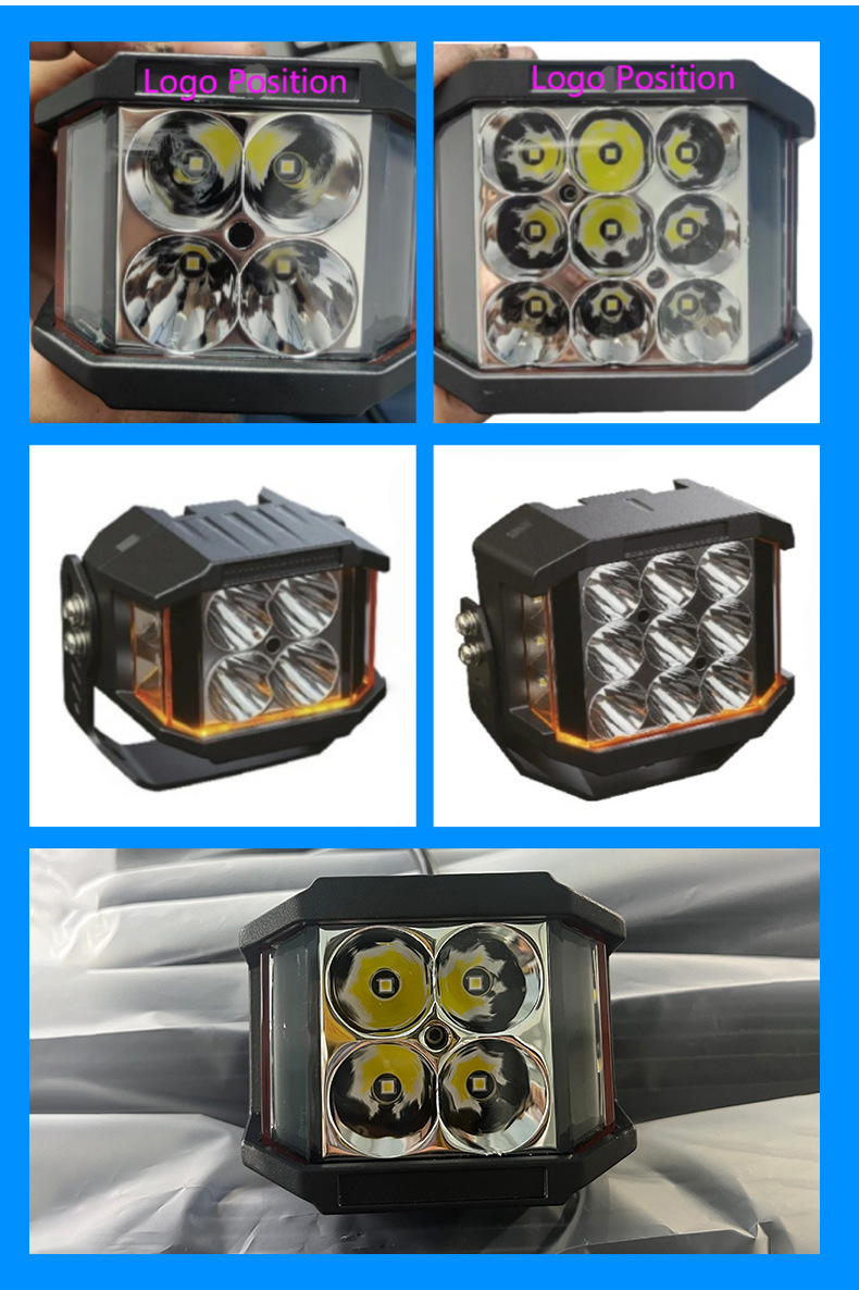 Car off-road vehicle modified luggage rack work light A-pillar LED fill light Square LED high-brightness spotlight 4inch 6inch