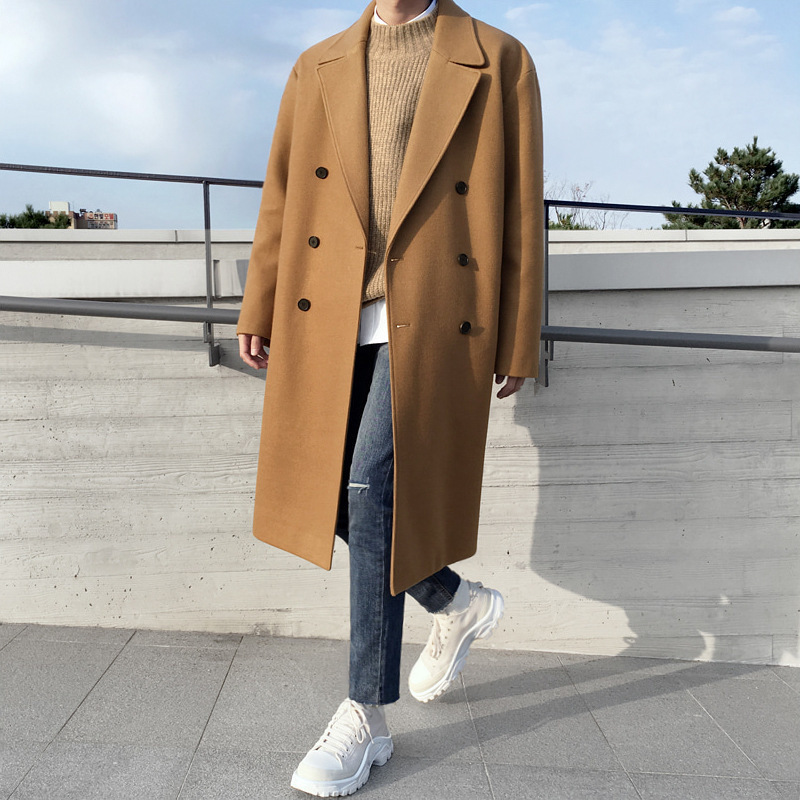 Men's Autumn and Winter Woolen Coat Korean Style Trendy Warm Trench Coat Jacket Student Japanese Style Woolen Men's Trendy Jacket Men's Autumn and Winter Woolen Coat Korean Style Trendy Warm Trench Coat Jacket Student Japanese Style Woolen Men's Trendy Jacket