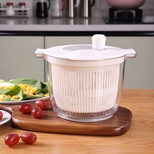 Japanese Style Salad Vegetable Dehydrator Kitchen Household Vegetable Washing Bowl Fruit Drain Basket Hand Rotating Dryer