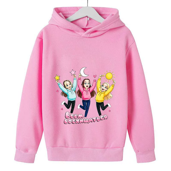Russian Ozon Amazon Girls' Hooded Sweatshirt Autumn and Winter Fleece Cartoon Print Kidsren's Hooded Sweatshirt