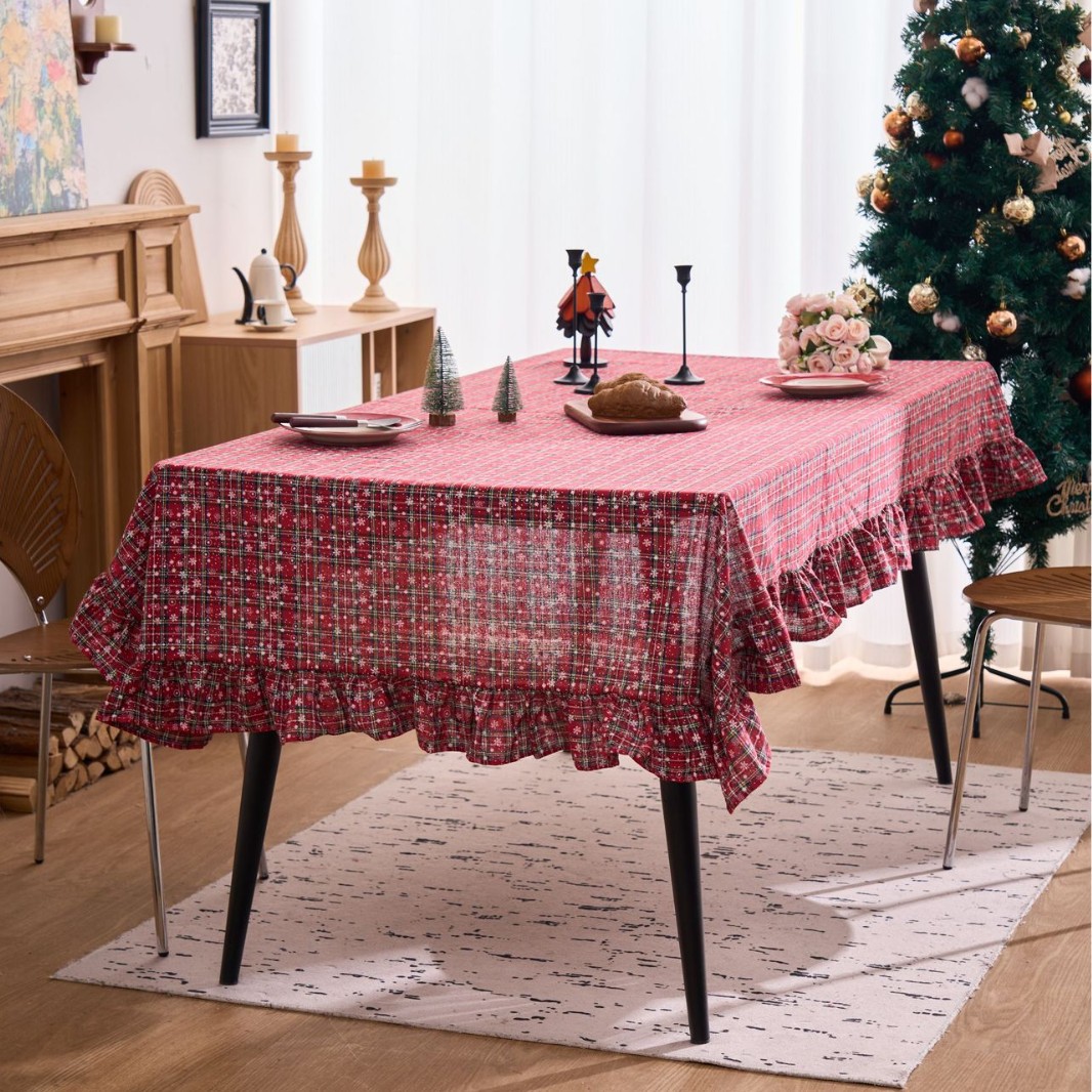 2026 Navidad nuevo toal de mesa de hoja de loto tela de tela de algodón y lino TEMU hogar de América del Norte potencial explosivo image 2