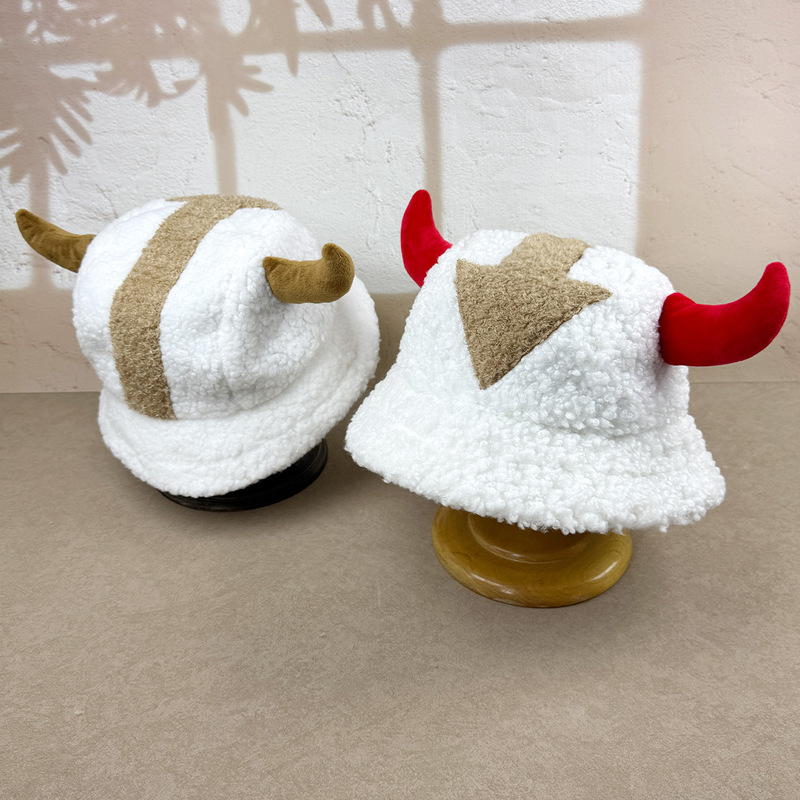 New Plush Hat Arrow Lamb Wool Fisherman Hat Autumn and Winter Warm Hat Cross-Border Foreign Trade Holiday Horn Basin Hat New Plush Hat Arrow Lamb Wool Fisherman Hat Autumn and Winter Warm Hat Cross-Border Foreign Trade Holiday Horn Basin Hat