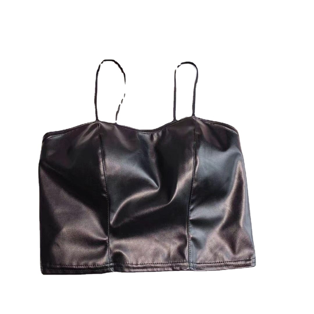 Nueva camisola de cuero de las mujeres de una sola pieza fija Copa sexy encaje belleza espalda desgaste exterior interior superior de las mujeres