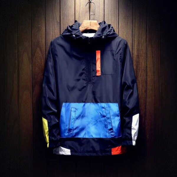 Spring two-tone jacket with hood