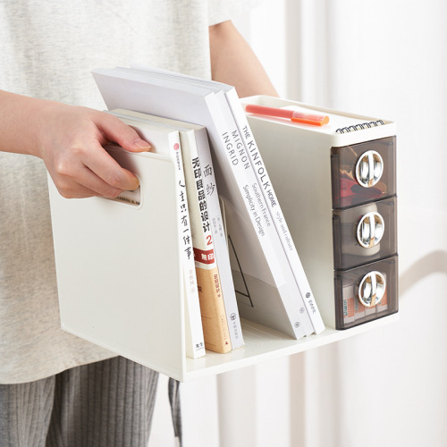 Simple bookshelf desktop bookshelf storage box light luxury fashion office student desktop books and stationery organization