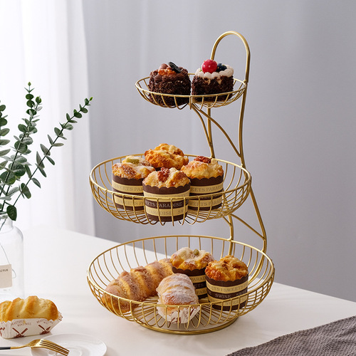 Direct Manufacturer Sale Creative Multi-layer Fruit Basket Iron Dry Fruit Basket Living Room Restaurant Storage Rack Multi-layer Candy Rack