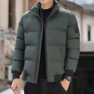 Winter Cotton-padded Jacket Men's Thickened plus size Casual Korean Style Solid Color Fashionable Youth Cotton-padded Jacket with Collar Short Handsome Jacket