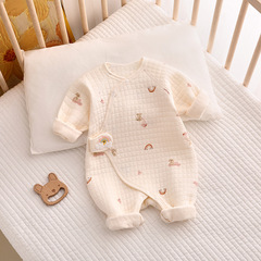 Newborn Warm Winter Air Cotton Suit for 0-6 Month Babies, with Boneless 3-Layer Design and Butterfly Dress with Double Straps