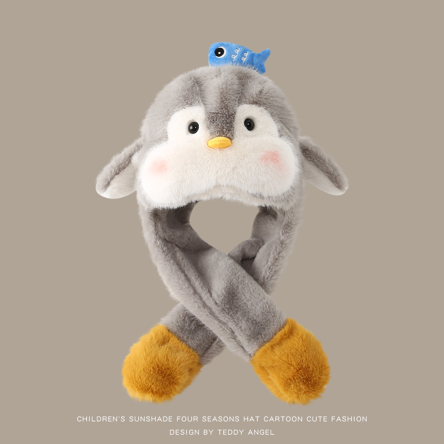 Sombrero y bufandas para niños, un conjunto de dos piezas de orejas para bebés de otoño y invierno, sombrero de peluche caliente y grueso. image 10