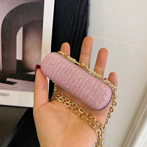 Lipstick small bag color diamond lipstick bag fashion Korean version personality Korean version European and American women's chain shoulder bag temperament woman 