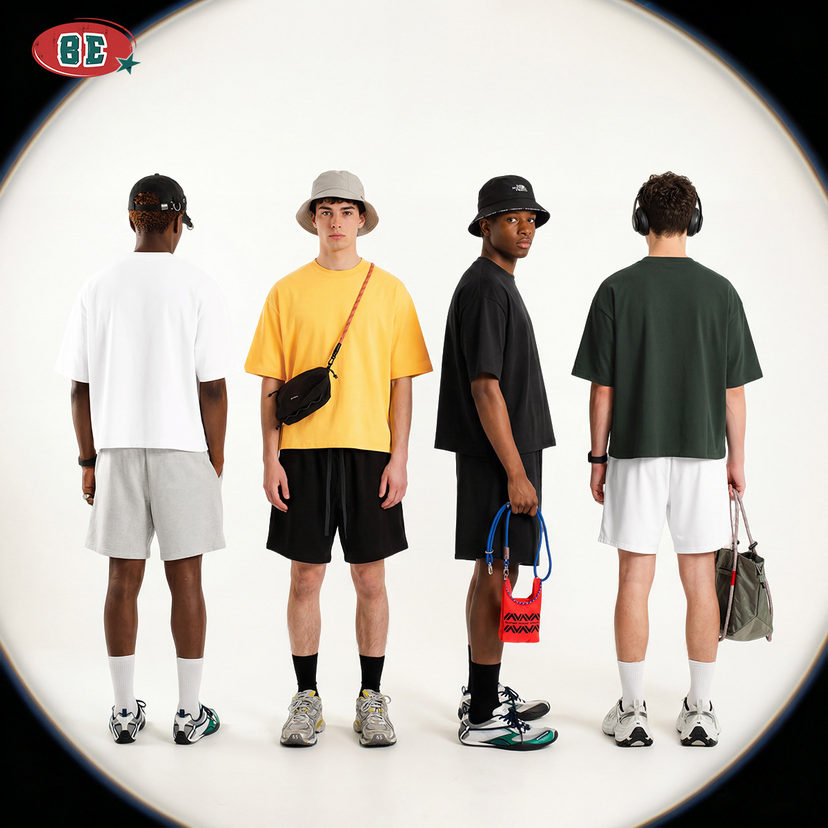 Be Men's Clothing | Summer American Trendy Brand Ice-Sense Salona Boxyfit Short Wide Pure Color Loose Short-Sleeved T-Shirt for Men