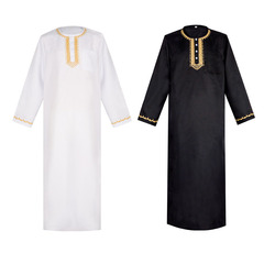 New Saudi Arabian Men's Embroidered Robe Cosplay Costume Dubai Royal Embroidered Men's Robe Tour Loose V-Neck Robe