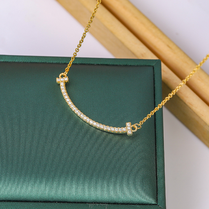 Fashion Smiley Face Titanium Steel Plating Inlay Rhinestones Necklace 1 Piece