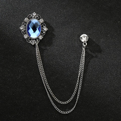男士復古寶石胸針 西裝搭配潮流配飾鏈條個性胸針