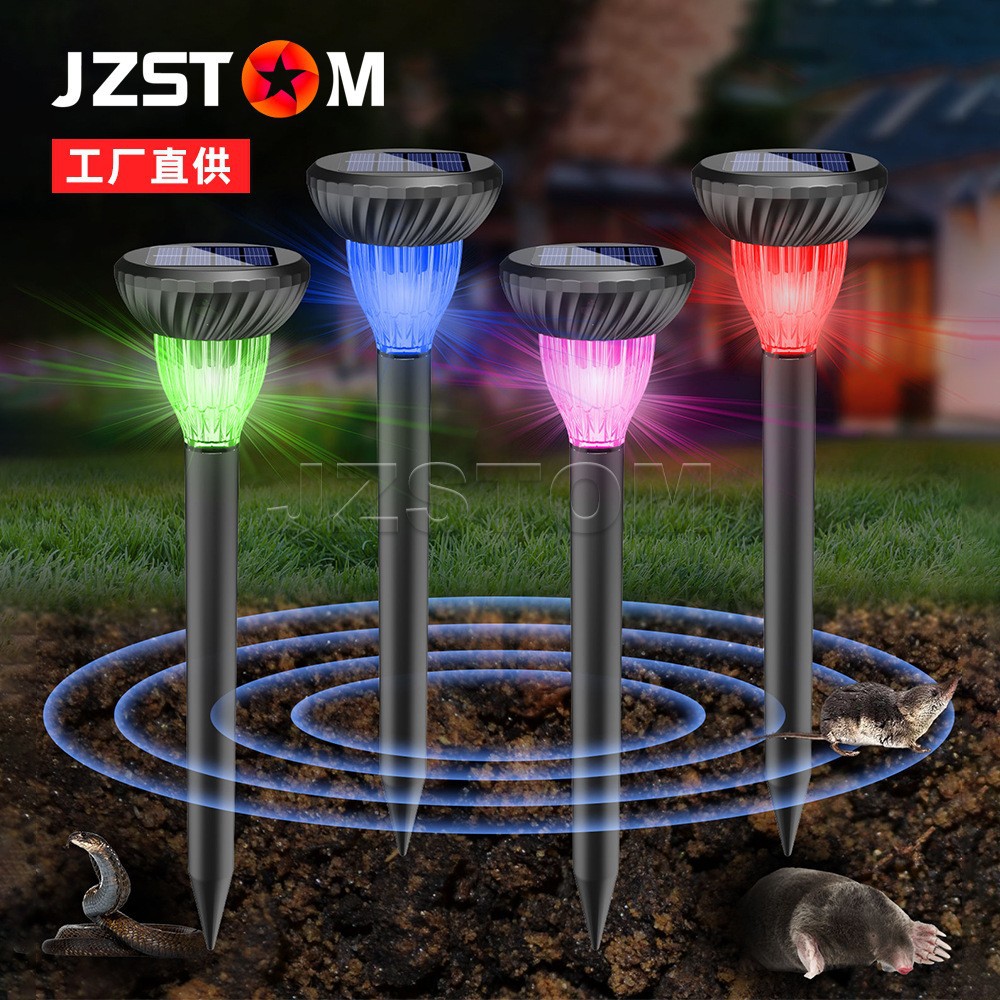 Repelente solar transfronterizo para ratones, repelente de serpientes electrónico ultrasónico, repelente de insectos de jardín de cría, repelente de aves, lámpara de césped de jardín