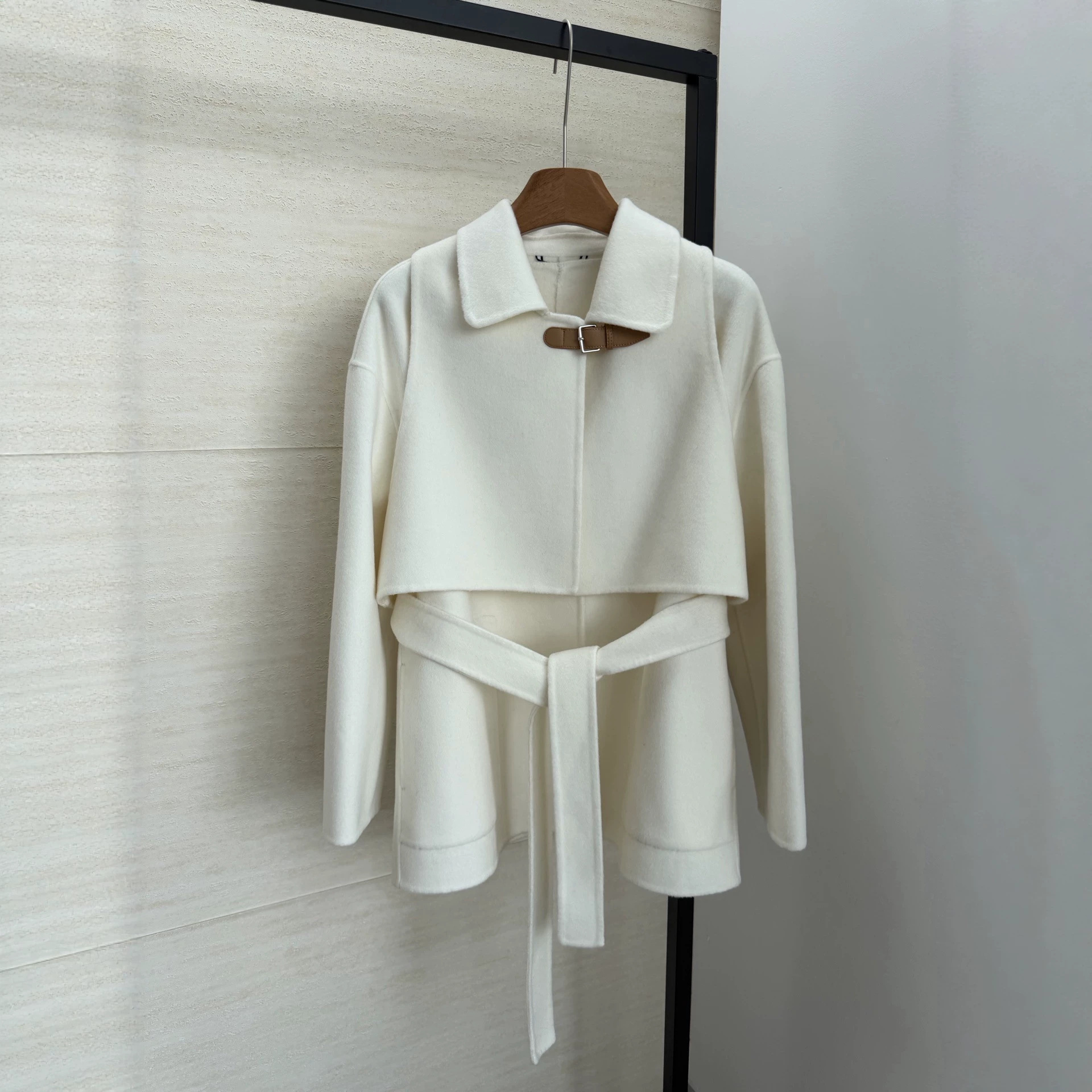 2026 Fall/Winter New H-brand Style Two-piece Set Mid-length Cashmere Coat Fashionable Double-sided Wool Coat for Women