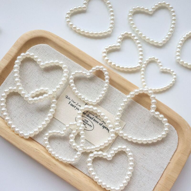 3 Types of Imitation Pearl Cut Out Large Heart Straight Hole Pearlescent DIY Beaded Mobile Phone Chain Door Curtain Pendant Decorative Loose Beads