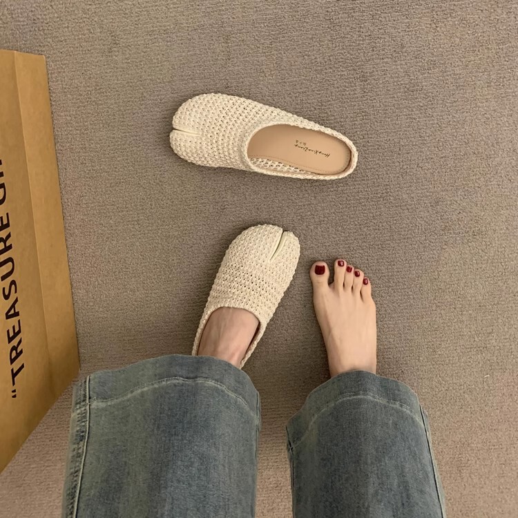 女性が外で履くためのイブニングウインドスプリットトゥボヘミアンビルケンシュトックシューズ2025新しい夏のスリッポンつま先ハーフスリッポンシューズ|undefined