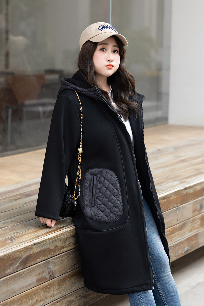 300 catties large size women's clothing fat mm plus fat plus bigger bust 160 autumn and winter new product warm plus velvet coat 9817