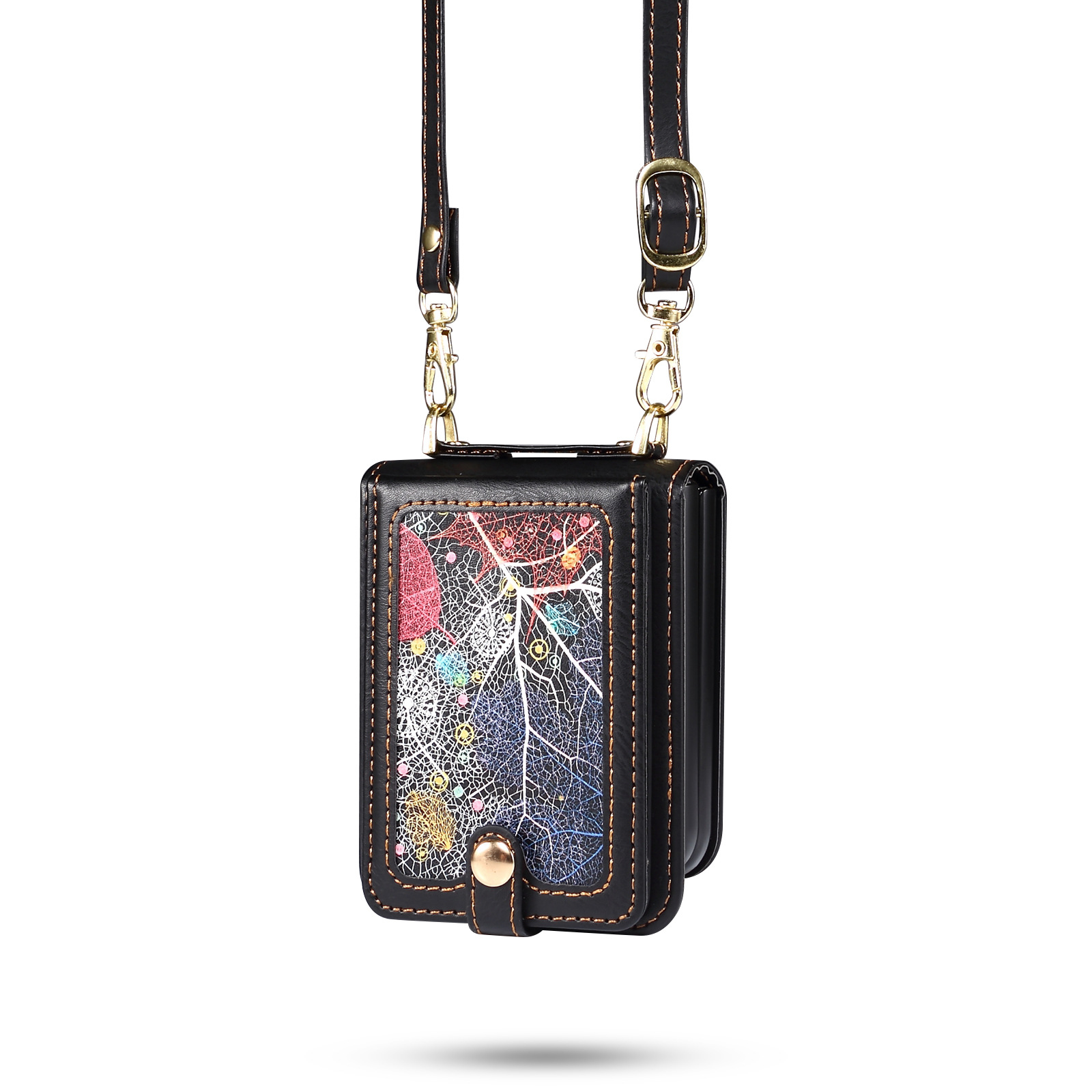 Adatto per Samsung ZFLIP5 Vast Interstellar Leather Pattern Card Insert zflip4 Custodia per telefono pieghevole con cinturino diagonale_voghion.com