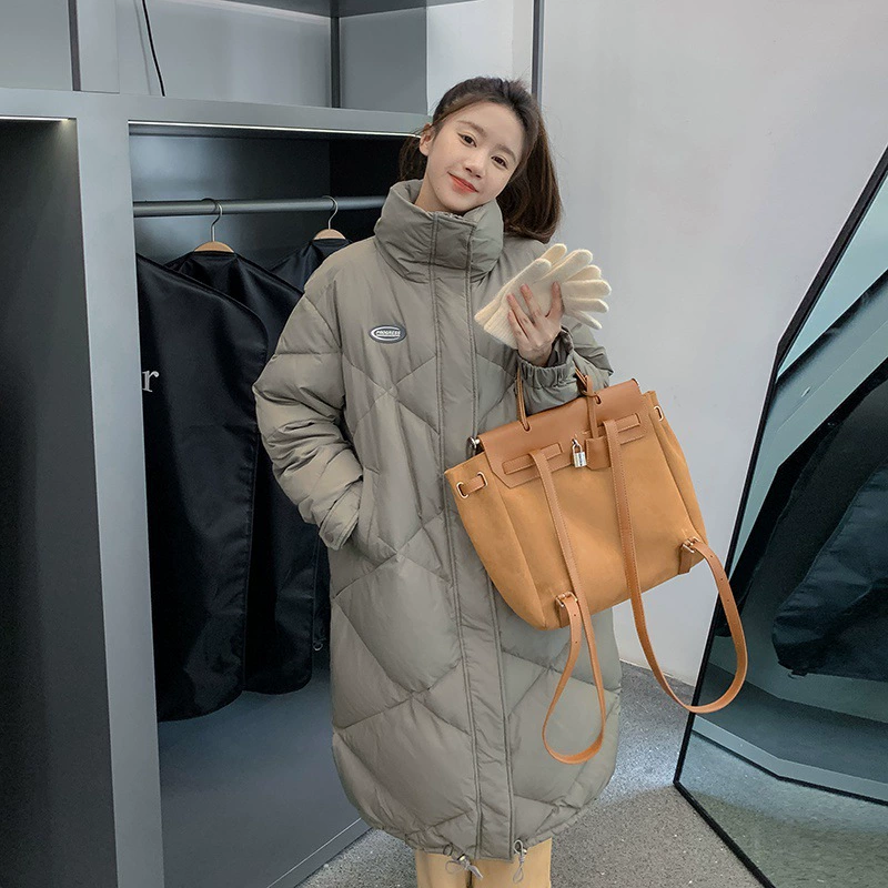 Женская хлопковая одежда выше колена средней длины с вертикальным воротником, новая зимняя свободная хлопковая куртка больших размеров в Корейском стиле