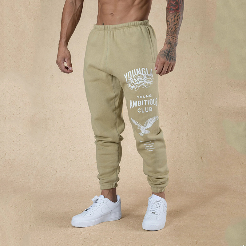 YOUNGLA Pantalones deportivos de fitness para hombre Pantalones deportivos de estilo americano para pareja de fitness para mujer