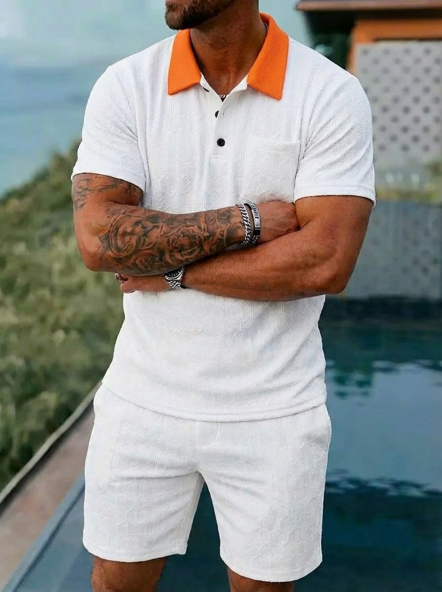 Men's Clothing Summer Fashion Breathable Color Blocked Pocket Short Sleeved Shirt Sports_viptrois.com