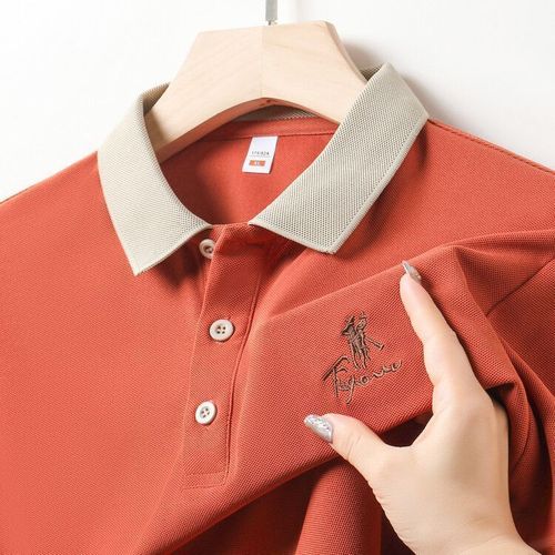 Men's short-sleeve polo shirt, solid color, high-quality casual business top, summer thin T-shirt