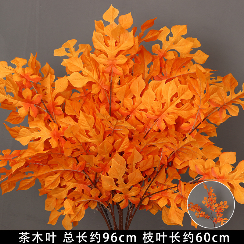 Flores de imitación naranja peonía naranja hortenida neblina orquídea flor flor de boda seda naranja