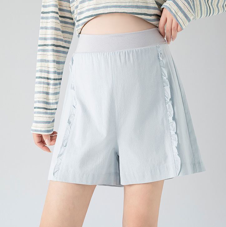 New Summer Cotton and Linen Shorts for Pregnant Women, Simple and Stylish, Versatile and Breathable Cotton and Linen Lace Maternity Shorts