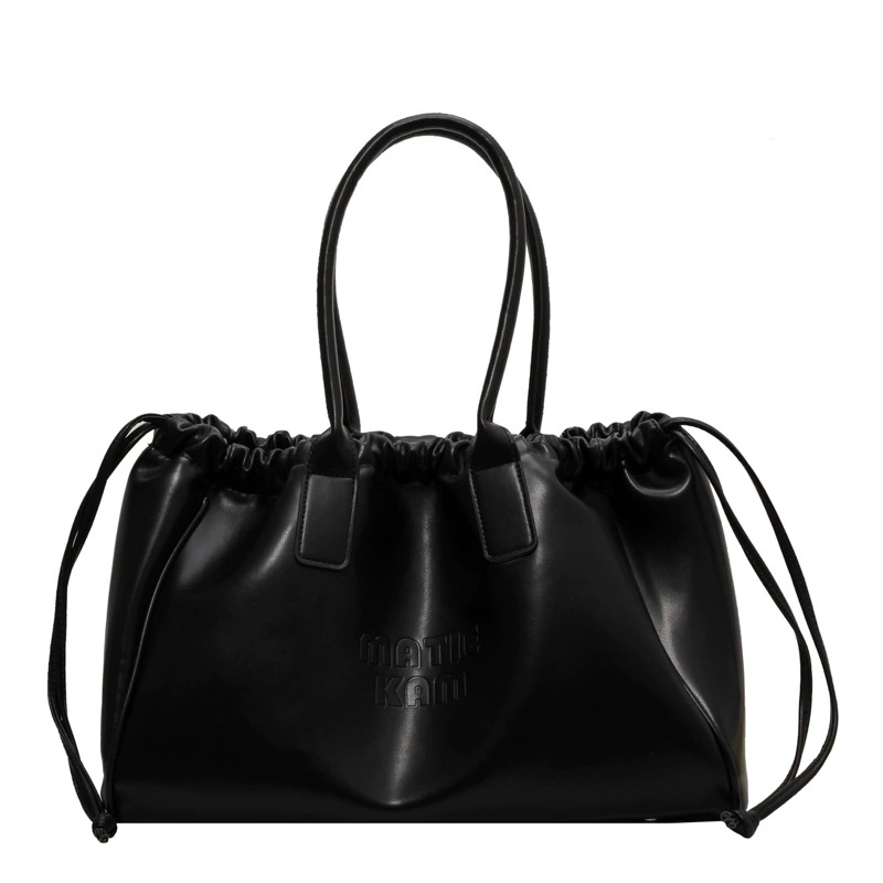 Universal small design shoulder bag, capacious one-shoulder bag, 2023 collection, genuine leather, drawstring