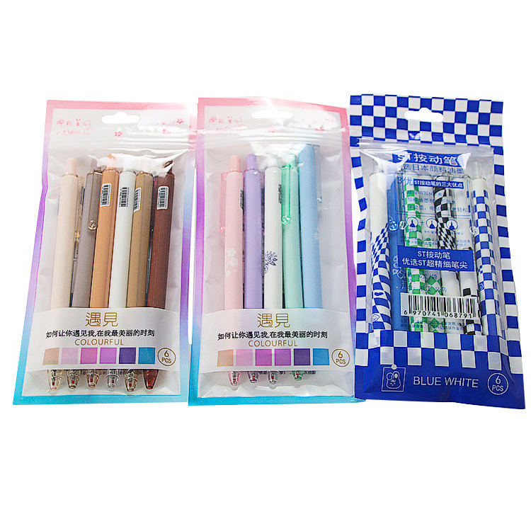 Satisfacer bolsa de prensa pluma de gel de alta apariencia estudiante ST Head Press pluma de agua Negro Firma Pluma papelería de oficina