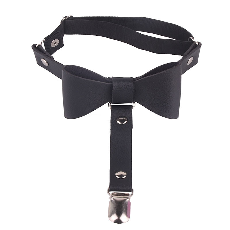 Factory-direct erotic leather bow leg cuffs&mdash;Versatile, adjustable, and multi-purpose garter accessories in Japanese and Korean Harajuku styles