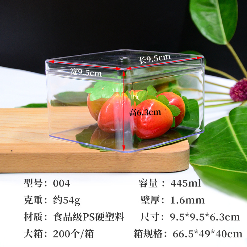 En stock caja de plástico cuadrado de almacenamiento de alta caja de dulces de boda transparente