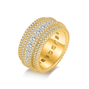 Cross-border hot selling s925 sterling silver moissanite diamond ring European and American fashion light luxury temperament explosive ring jewelry