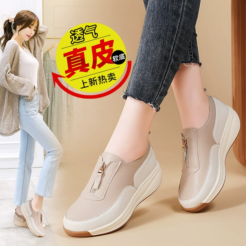 Осенняя женская трансграничная новая женская круглая голова повседневная мама обувь повседневная обувь бобовая обувь плоская каблука женская обувь большой размер женская обувь