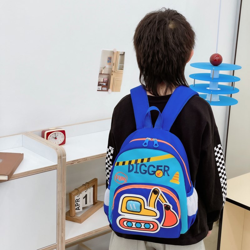 Kindergarten bebé mochila escolar dibujos animados lindo excavadora niños y niñas mochila 2025 nuevo bolso para niños de comercio exterior