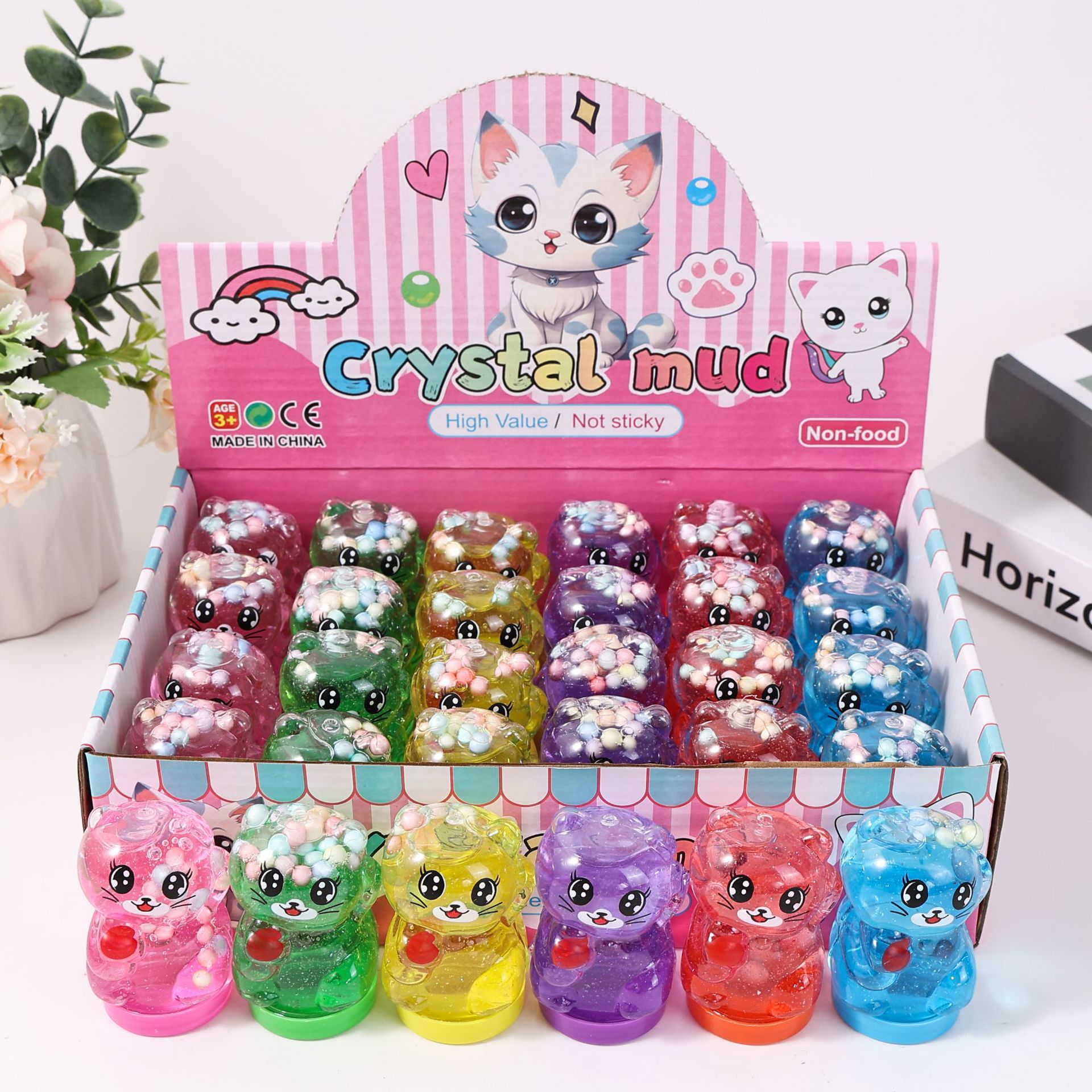 24 piezas de pegamento espumoso de cristal, pegamento M seguro, no tóxico, no pegajoso, juguete educativo, arcilla DIY.