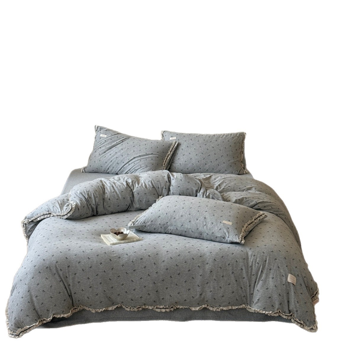 Nordisch-französischer Vintage-Boho-Stil, frischer, schlichter, aus reiner Baumwolle gefertigter A-Qualität-Strick-Bettbezug, weich und hautfreundlich für ein angenehmes Schlafen ohne Kleidung._voghion.com