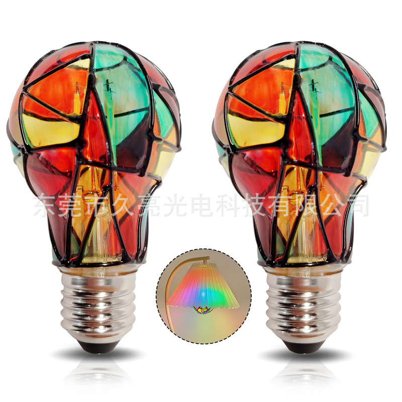 Hand-Painted DIY Colorful Decorative Light Bulb 4W Christmas Atmosphere Light A60 Painted Pattern Colorful 230V Light Bulb E27